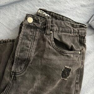 refuge Black Washed Denim Jeans with Logo Waistband